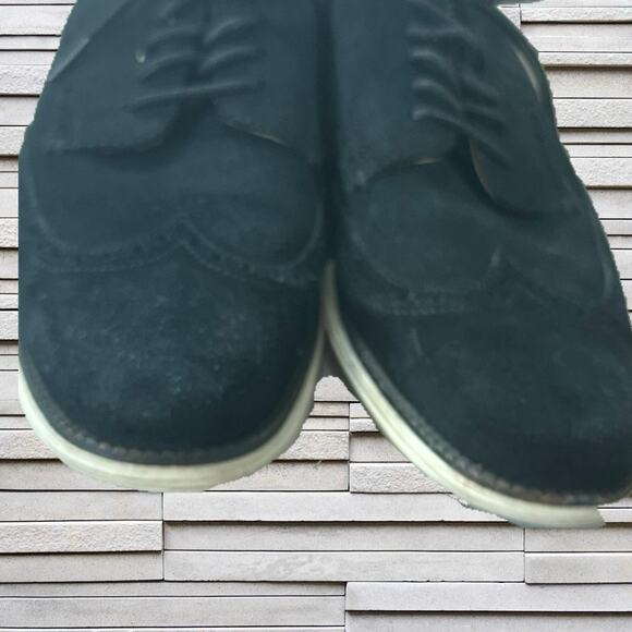 Cole Haan Black Suede Oxfords Sz. 9 - Picture 4 of 6